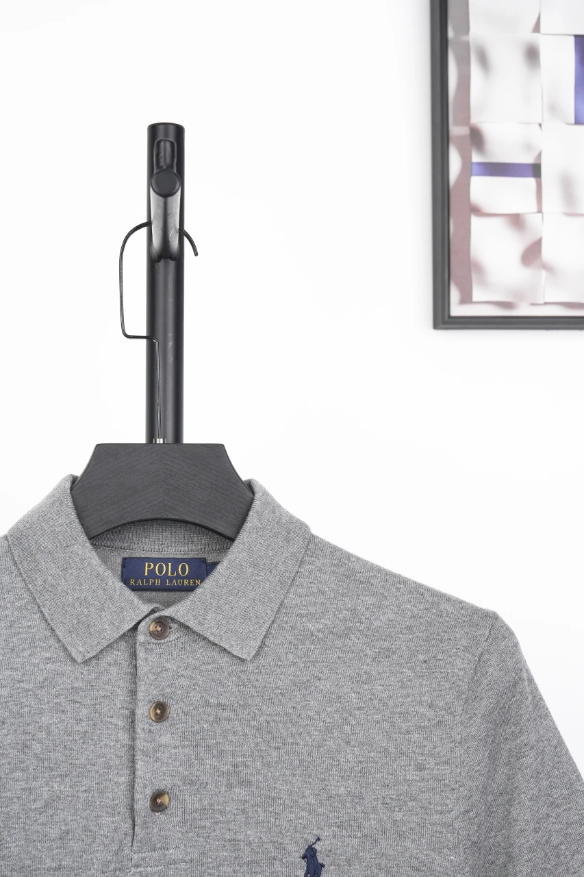 Ralph Lauren Grey Pony Embroidered Plain Knit Polo Shirt product photo from LabelPicks