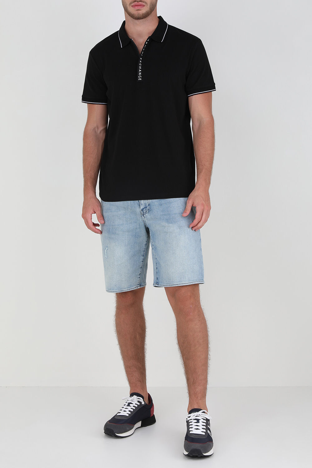 ARMANI EXCHANGE חולצת פולו ספורטיבית עם רוכסן לוגומאני