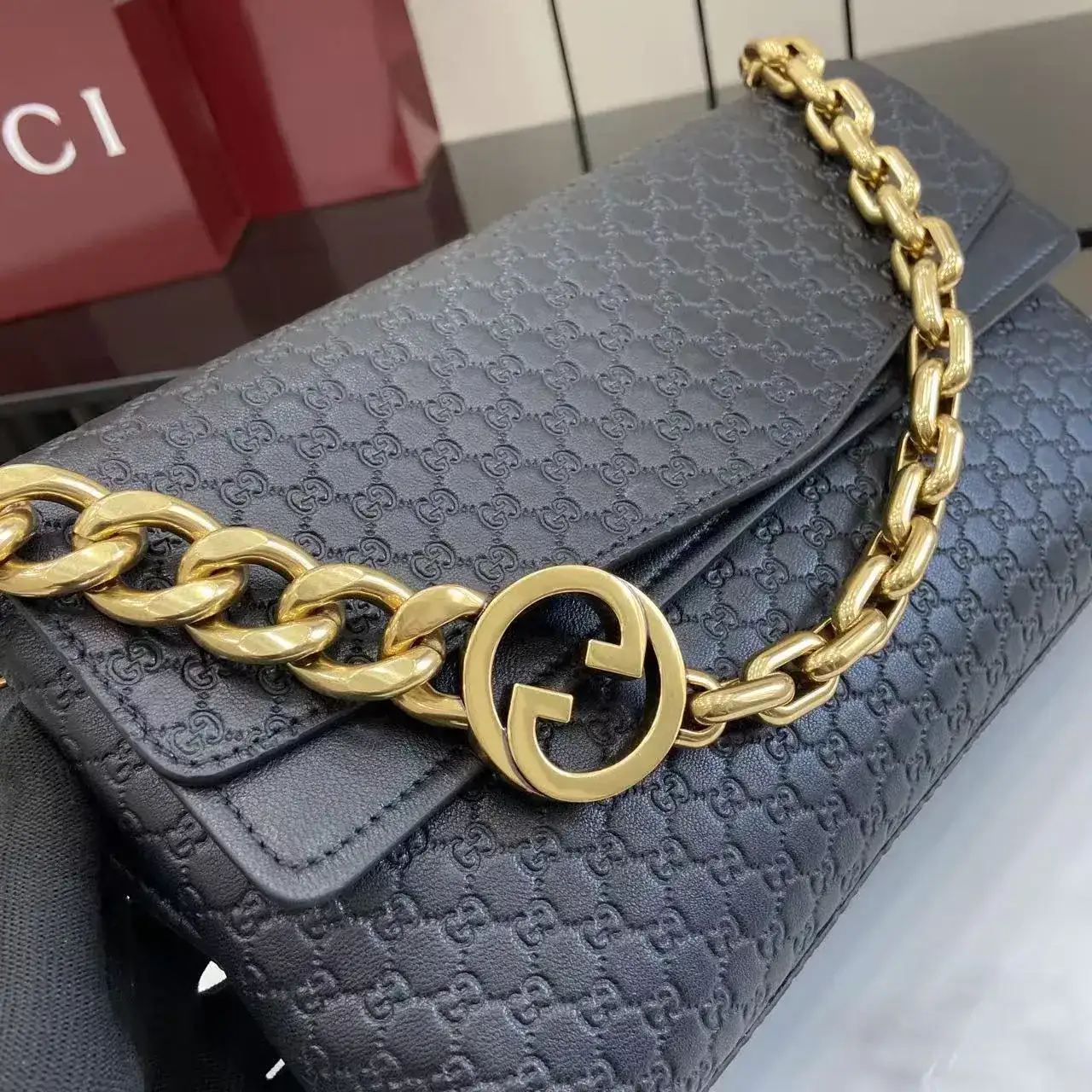 Gucci Black GG Supreme Canvas Shoulder Bag product photo from LabelPicks