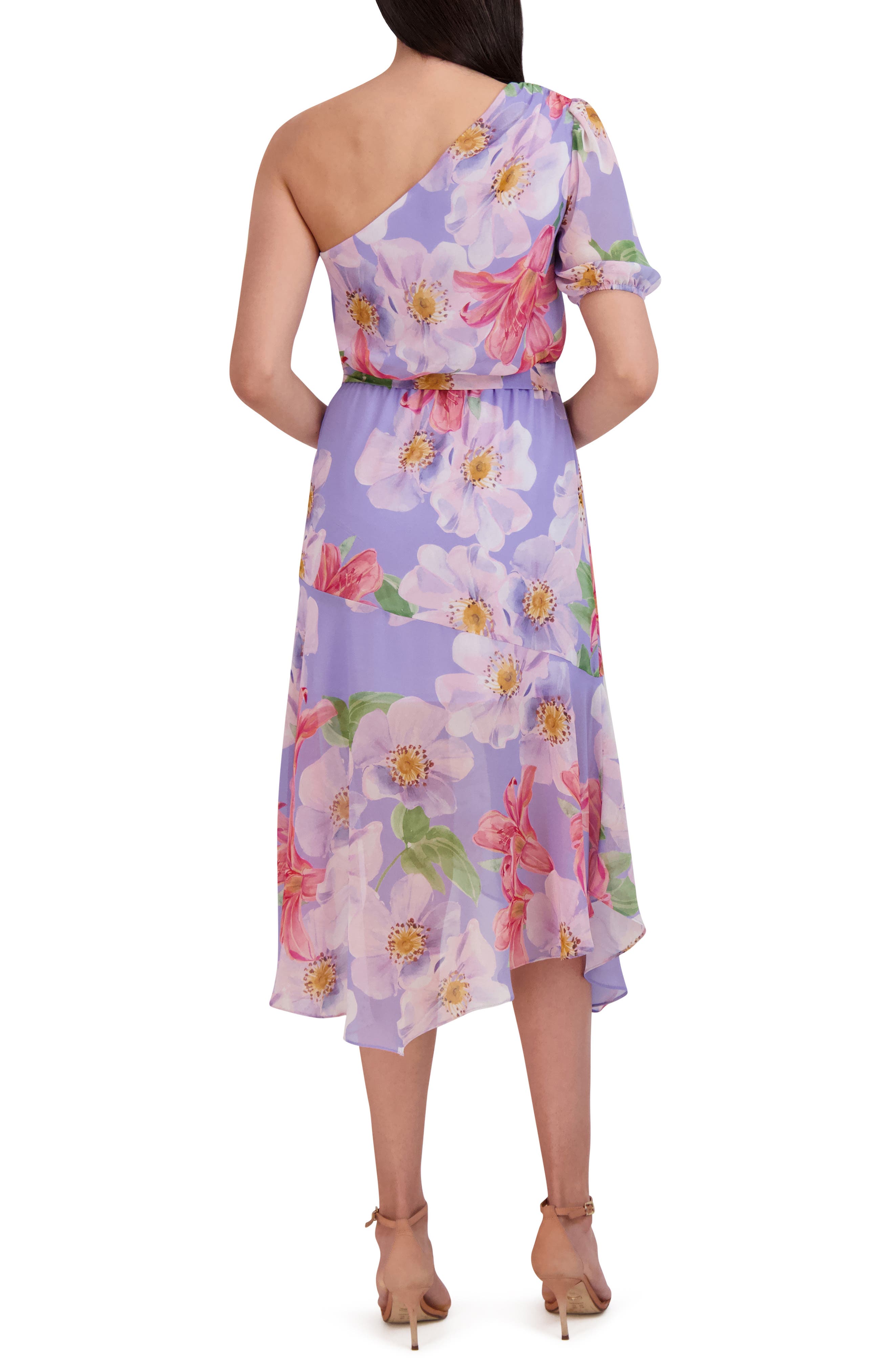 Julia Jordan Floral One-Shoulder Asymmetric Hem Dress