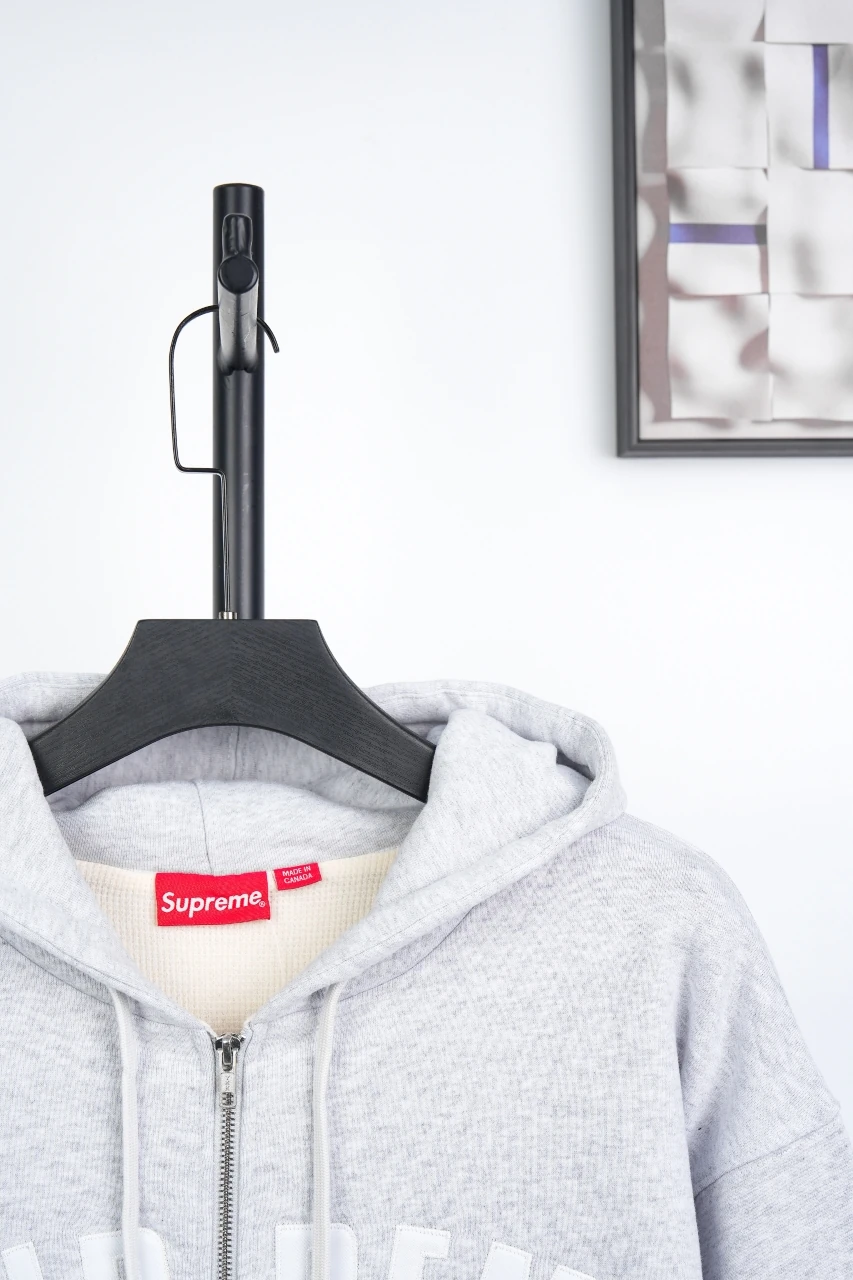 Supreme Grey Applique Letter Zip Hoodie Jacket product photo from LabelPicks