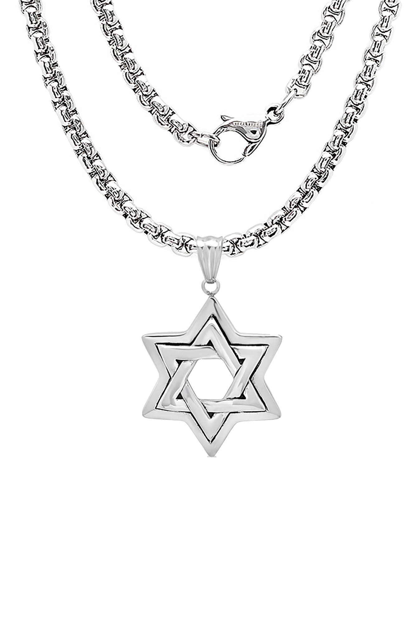 HMY JEWELRY Stainless Steel Star of David Pendant Necklace