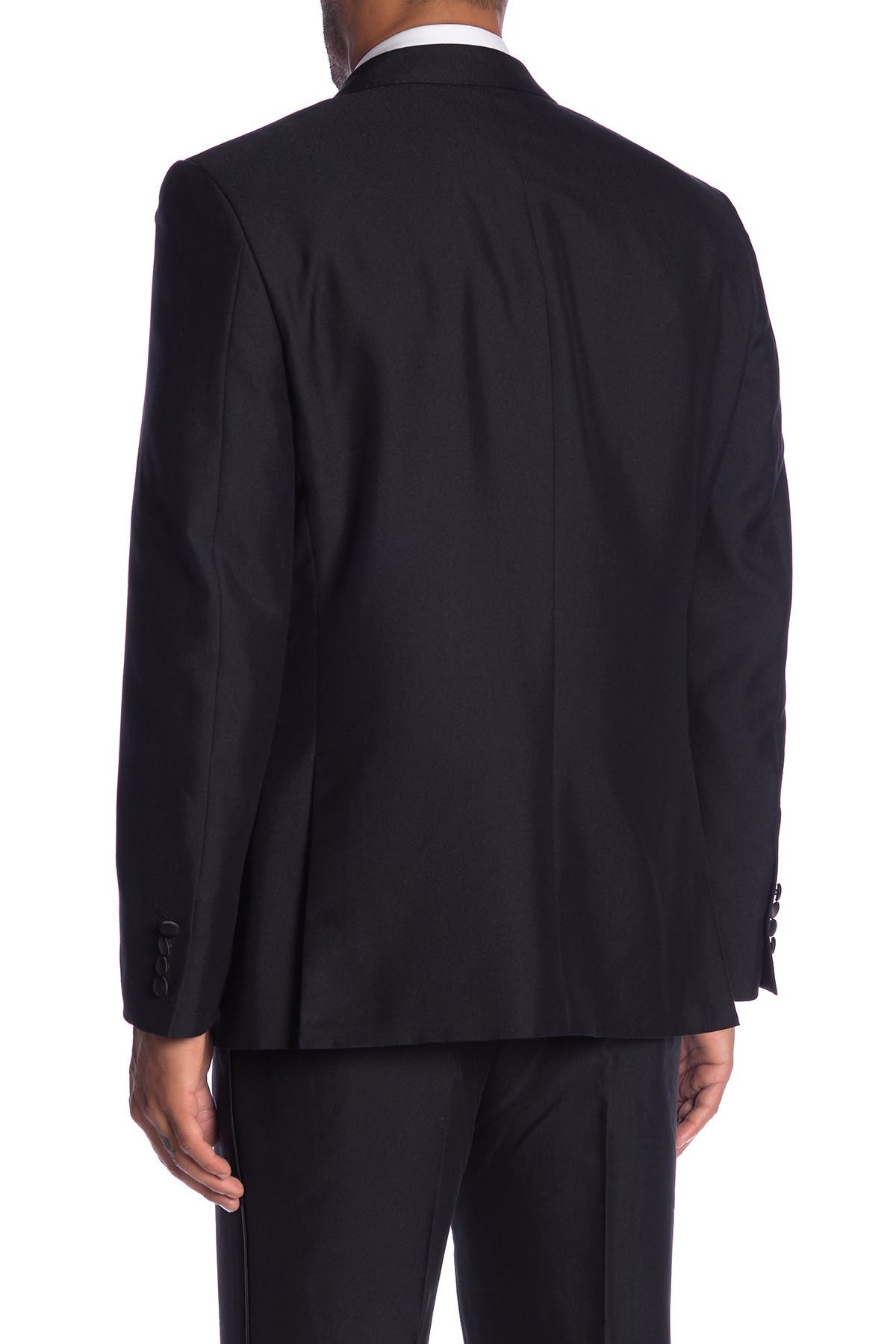 SAVILE ROW CO Thruxton Black One Button Peak Lapel Modern Fit Tuxedo Jacket