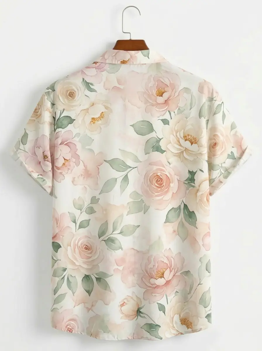 Men's printed shirts Watercolor Peony Floral Aloha Shirt