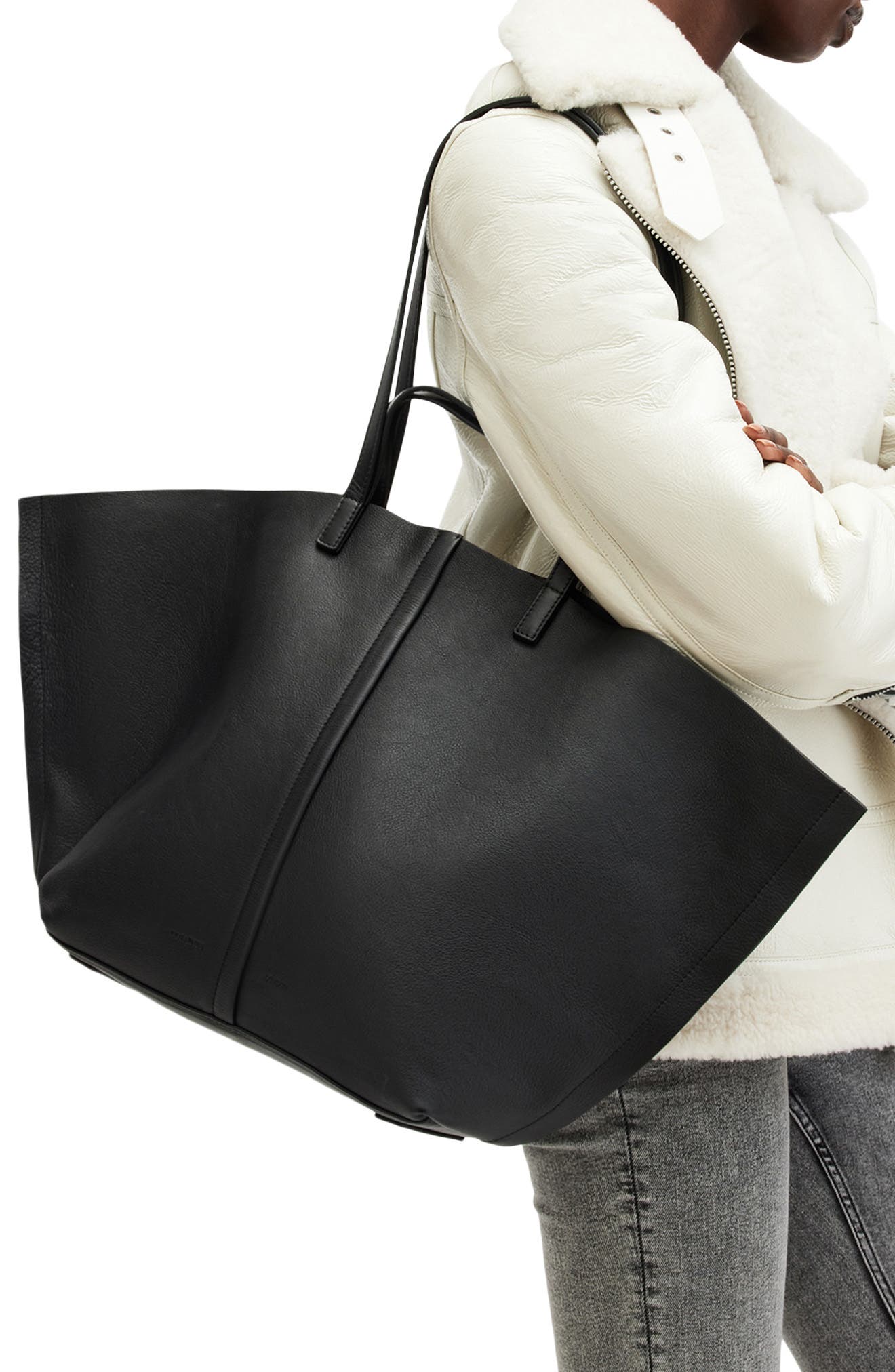AllSaints Phoenix Leather East/West Tote