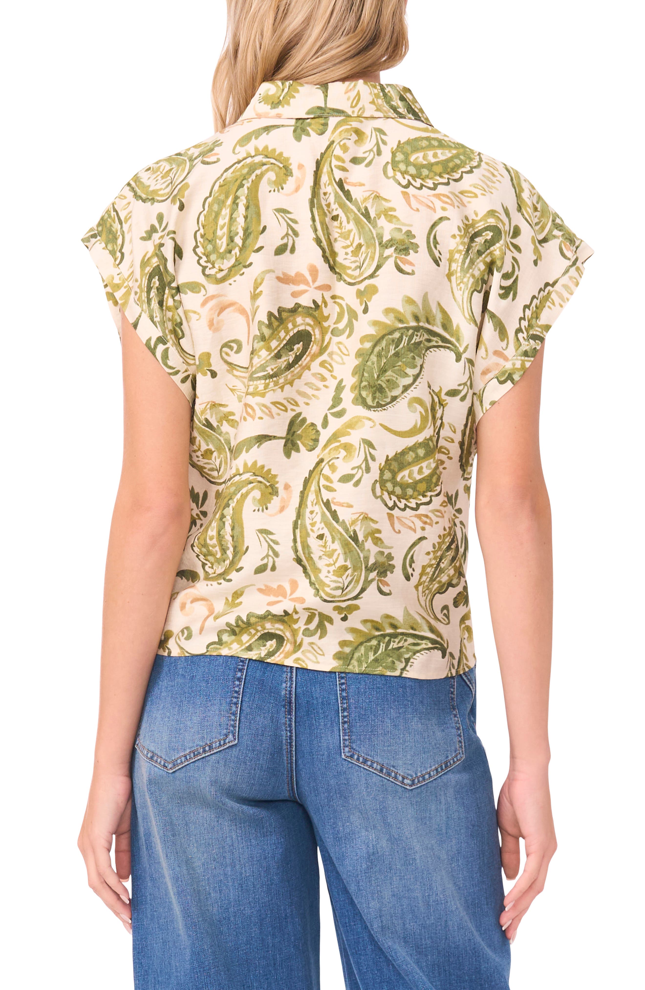 Vince Camuto Tie Front Cap Sleeve Top