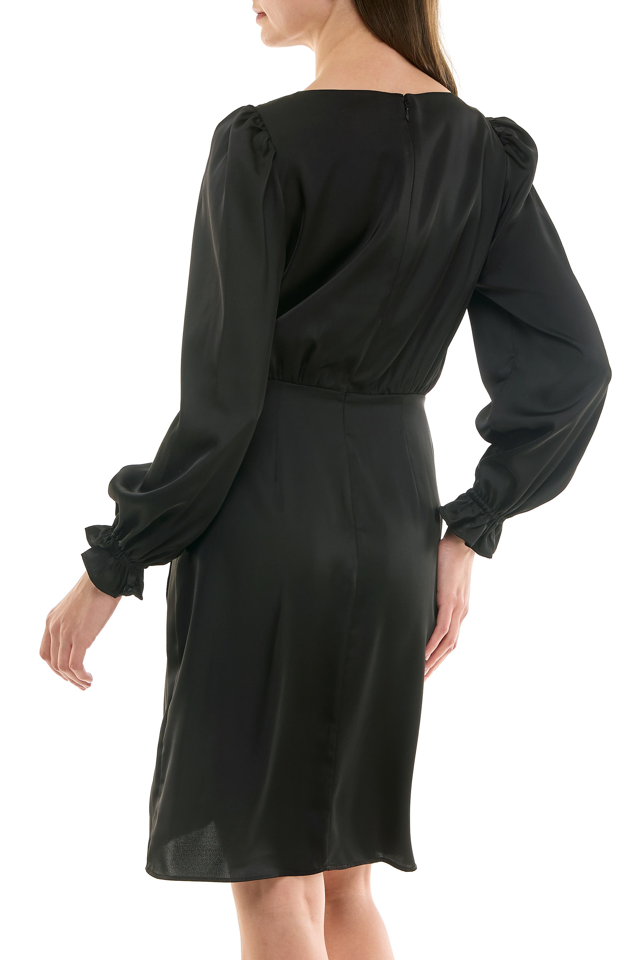 Nicole Miller Ruffle Cuff Faux Wrap Minidress