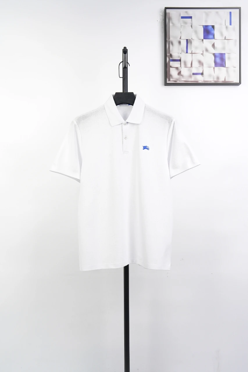 Burberry White Blue Trim Equestrian Knight Polo Shirt product photo from LabelPicks
