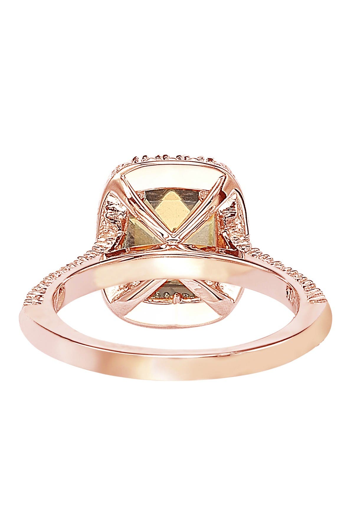 SUZY LEVIAN Rose Tone Sterling Silver Emerald Cut CZ Ring