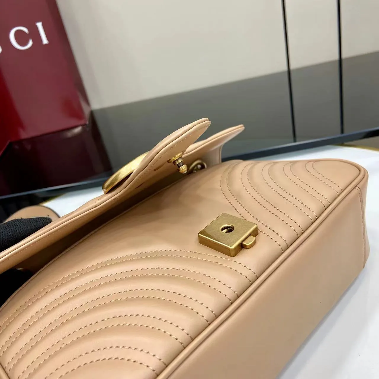 Gucci Marmont Beige GG Supreme Canvas Shoulder Bag product photo from LabelPicks
