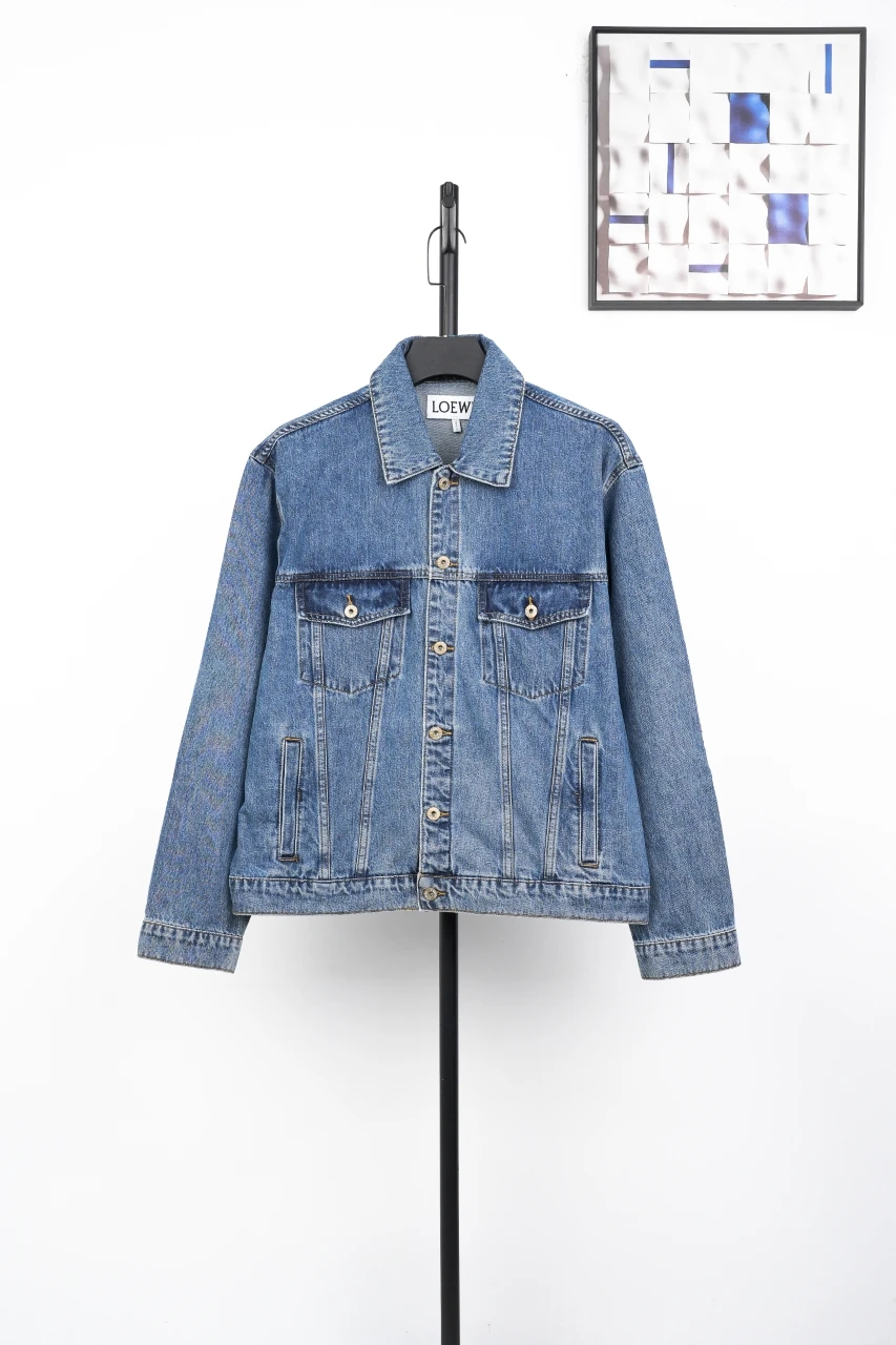 LOEWE Blue Denim Jacket with Embroidered Anagram Sleeve Detail product photo from LabelPicks