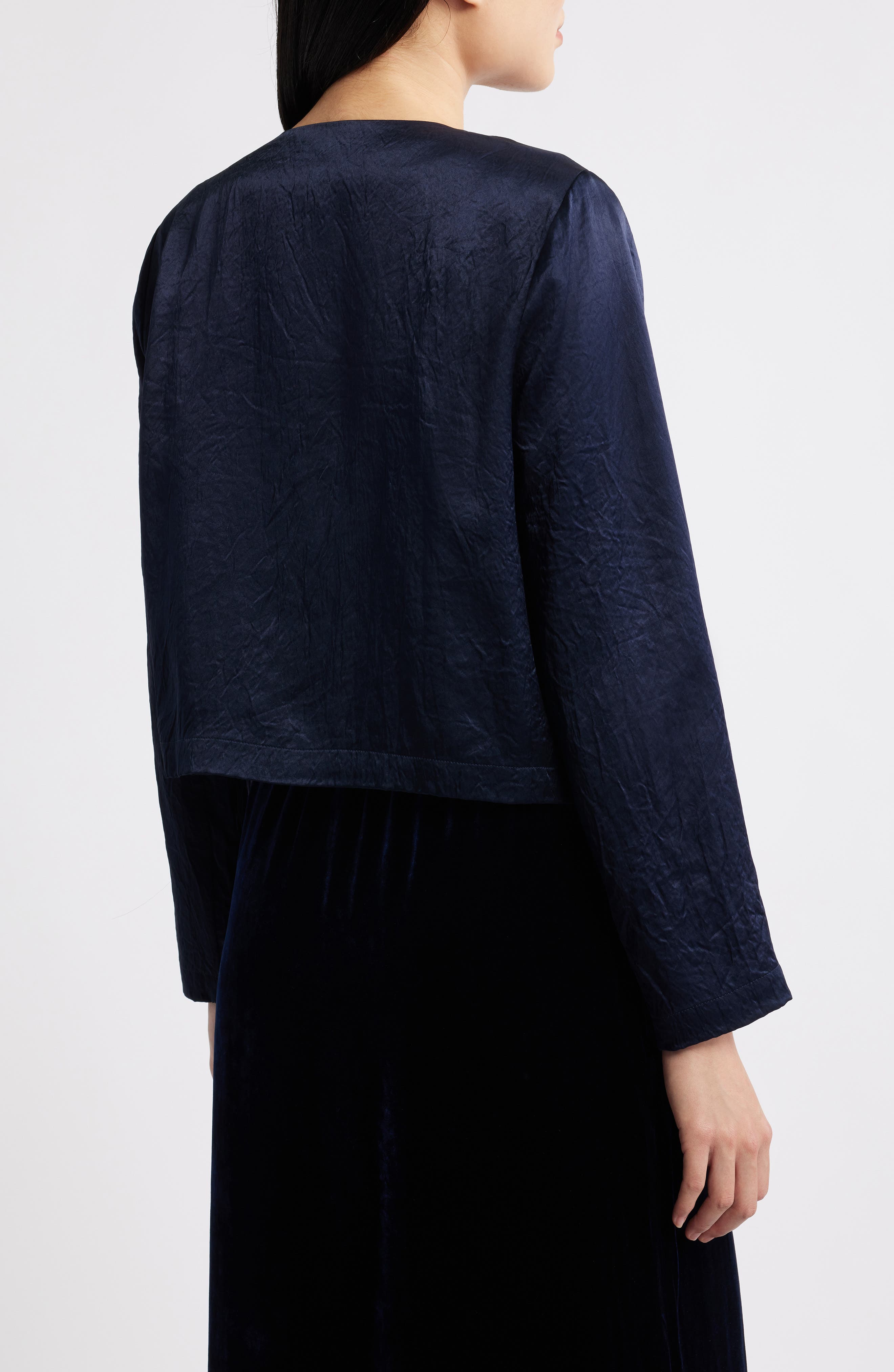 Eileen Fisher Crinkled Satin Crop Jacket