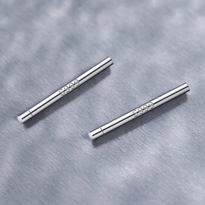 S999 pure silver ear piercing studs, simple ear rods, solid silver anti-clogging needles, no need to remove when sleeping, plain hoop earrings
