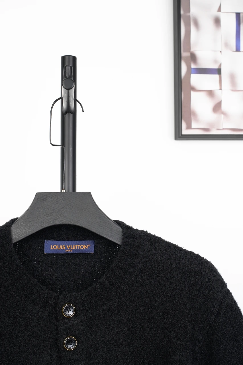 Louis Vuitton Black Intarsia Logo Wool Cardigan product photo from LabelPicks