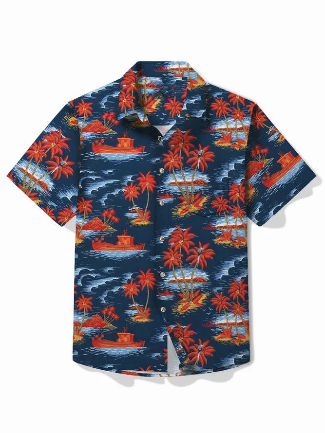 Hawaiian Printed Men's Button Pocket Shirt