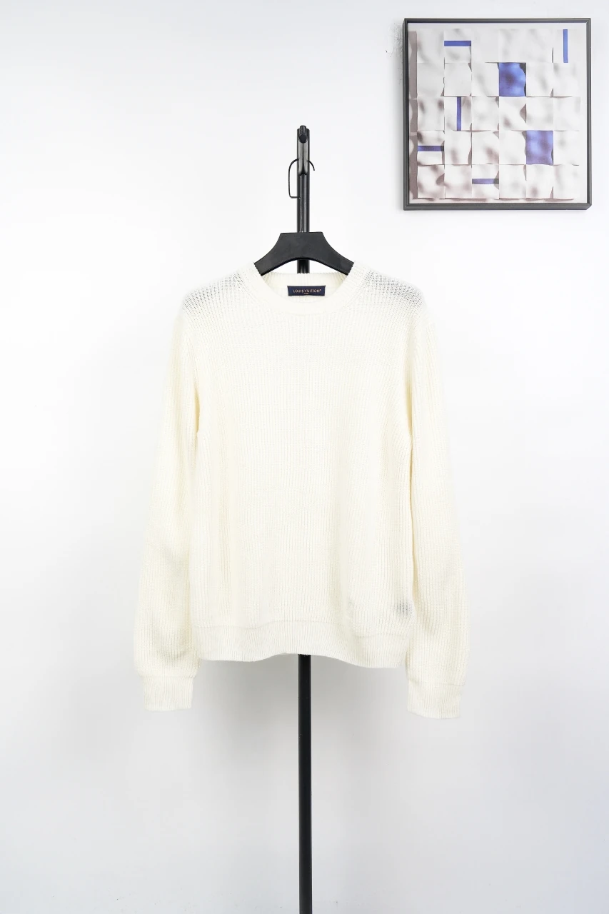 Louis Vuitton White Chunky Rib Half Zip Sweater product photo from LabelPicks