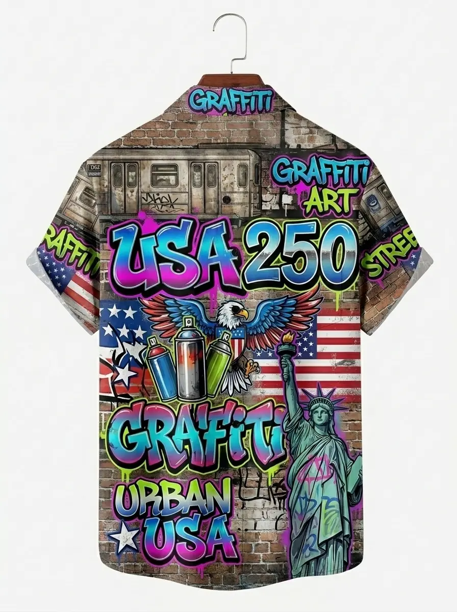 Men's printed shirts, USA 250 Graffiti Street Art Urban Aloha Shirt