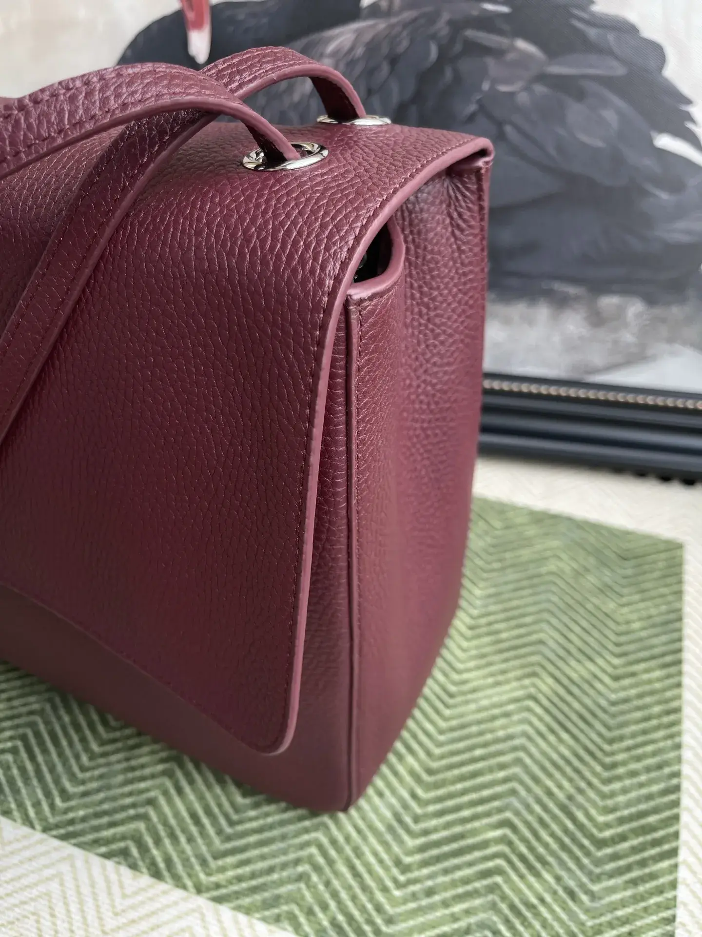 Chanel Burgundy Classic Flap Grained Leather Top Handle Bag product photo from LabelPicks