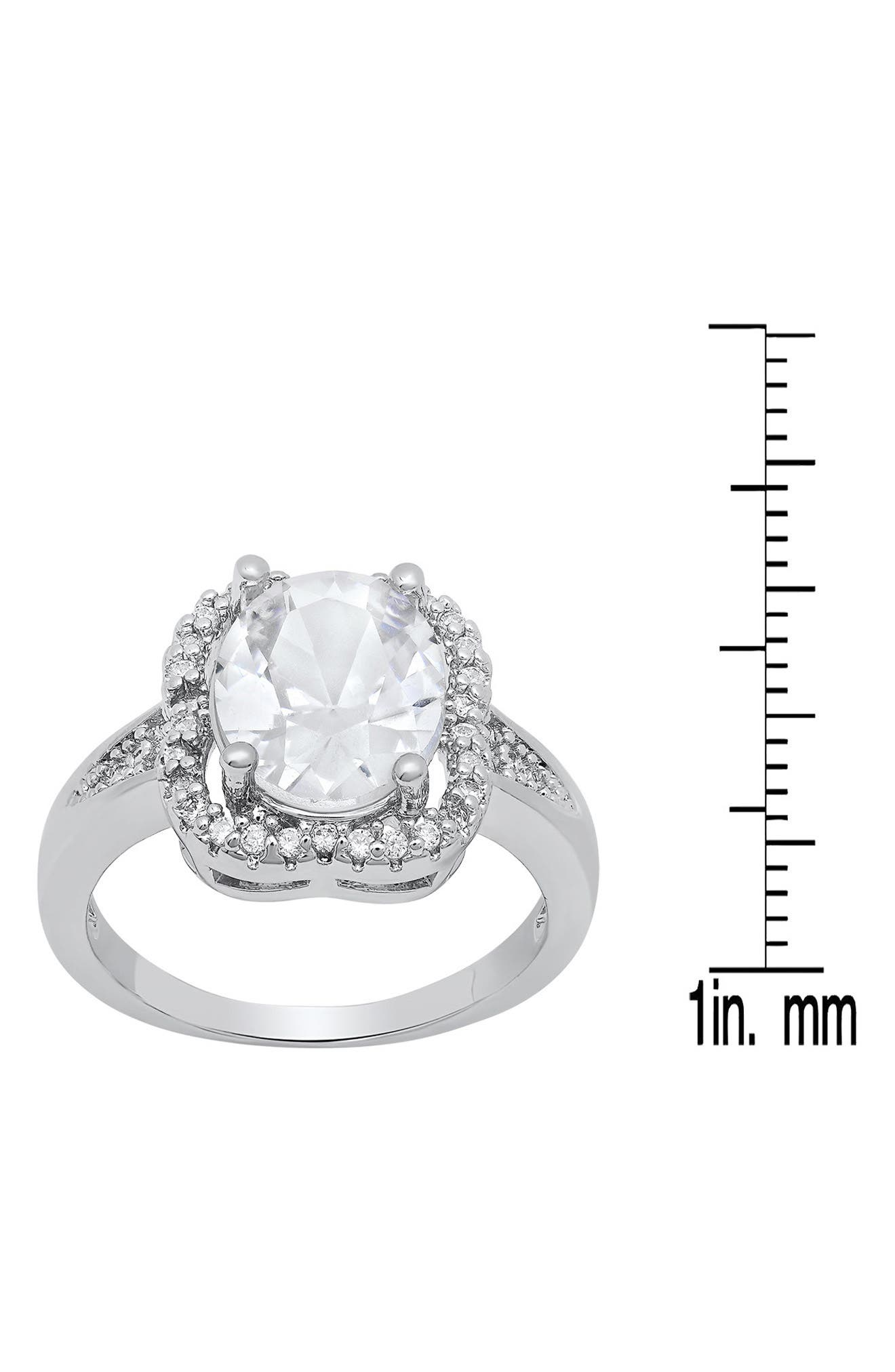 HMY JEWELRY 18K White Gold Plated Simulated Diamond Halo Ring