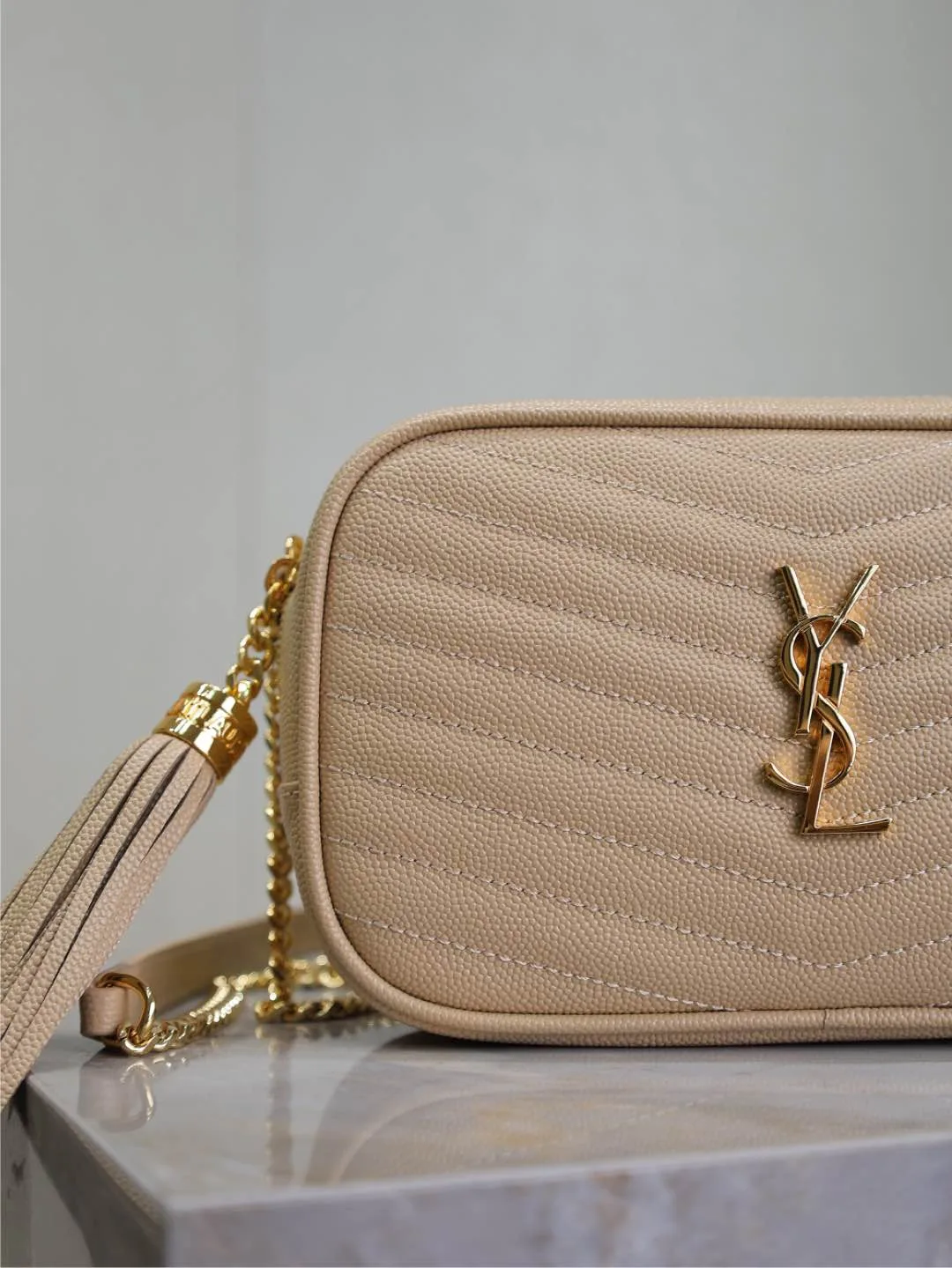 Saint Laurent Beige Calfskin Shoulder Bag product photo from LabelPicks