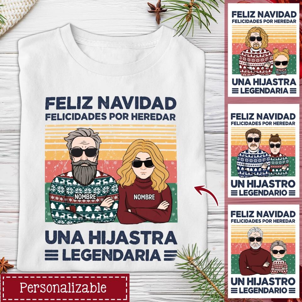 Personalizar Camisetas Para Bonus Papá | Personalizado Regalos Para Padre | Felicidades por heredar hijastros legendarios