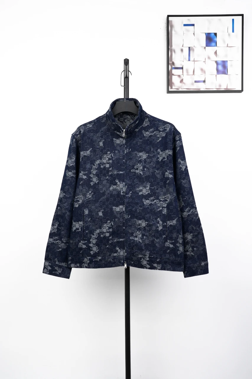 GUCCI Blue White Marble GG Denim Zip Jacket product photo from LabelPicks