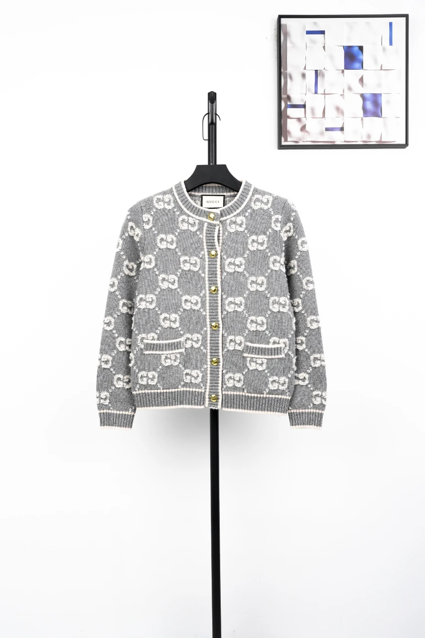 GUCCI Smoke Grey GG Jacquard Wool Cardigan product photo from LabelPicks