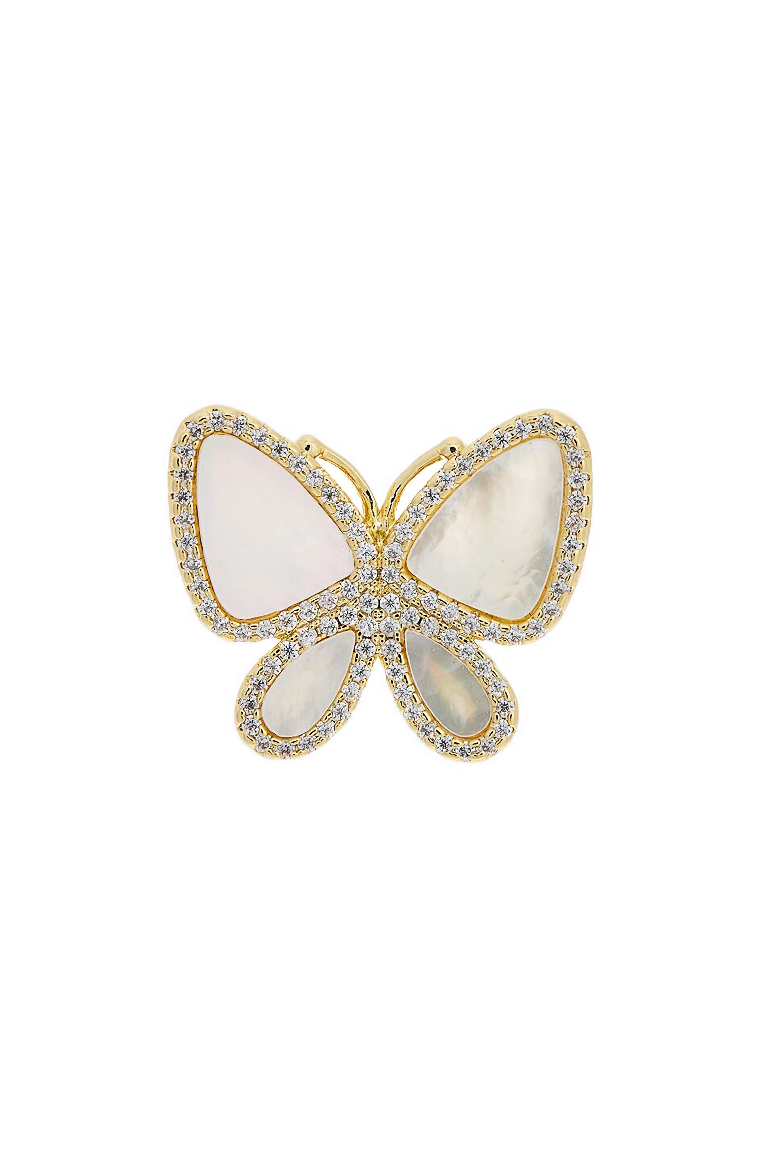 Juvell Mother-of-Pearl & Cubic Zirconia Butterfly Ring