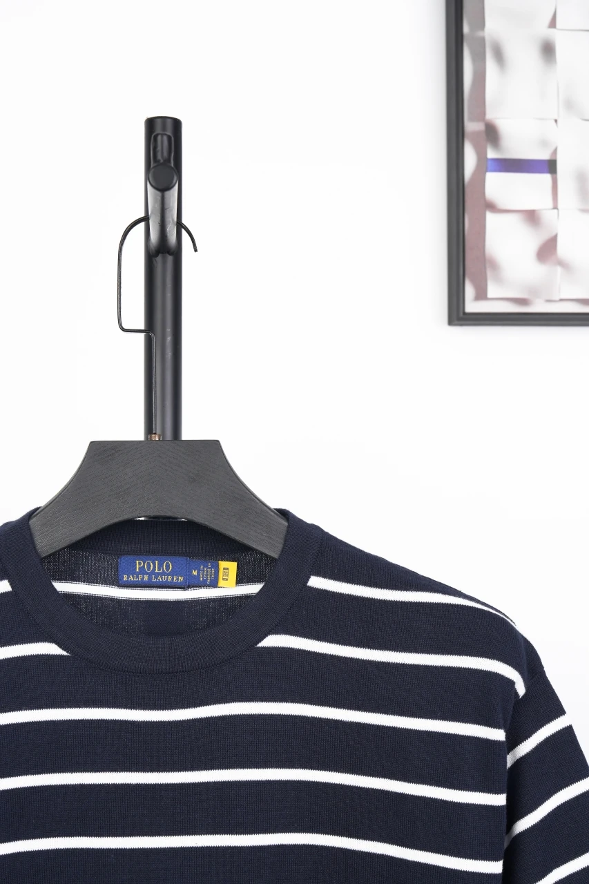 Ralph Lauren Navy Stripe Pony Embroidered Knit T-Shirt product photo from LabelPicks