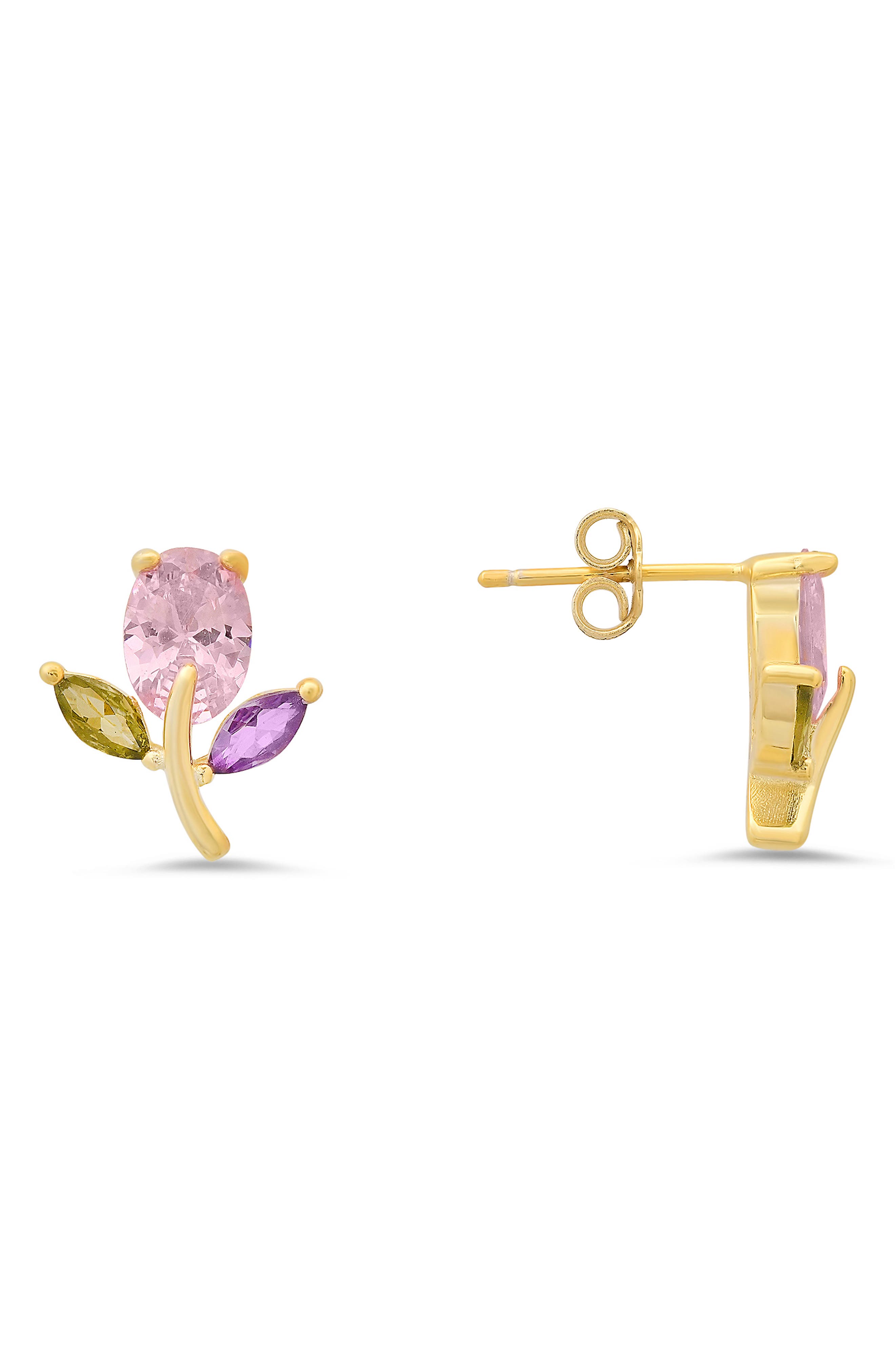 Queen Jewels Cubic Zirconia Flower Stud Earrings
