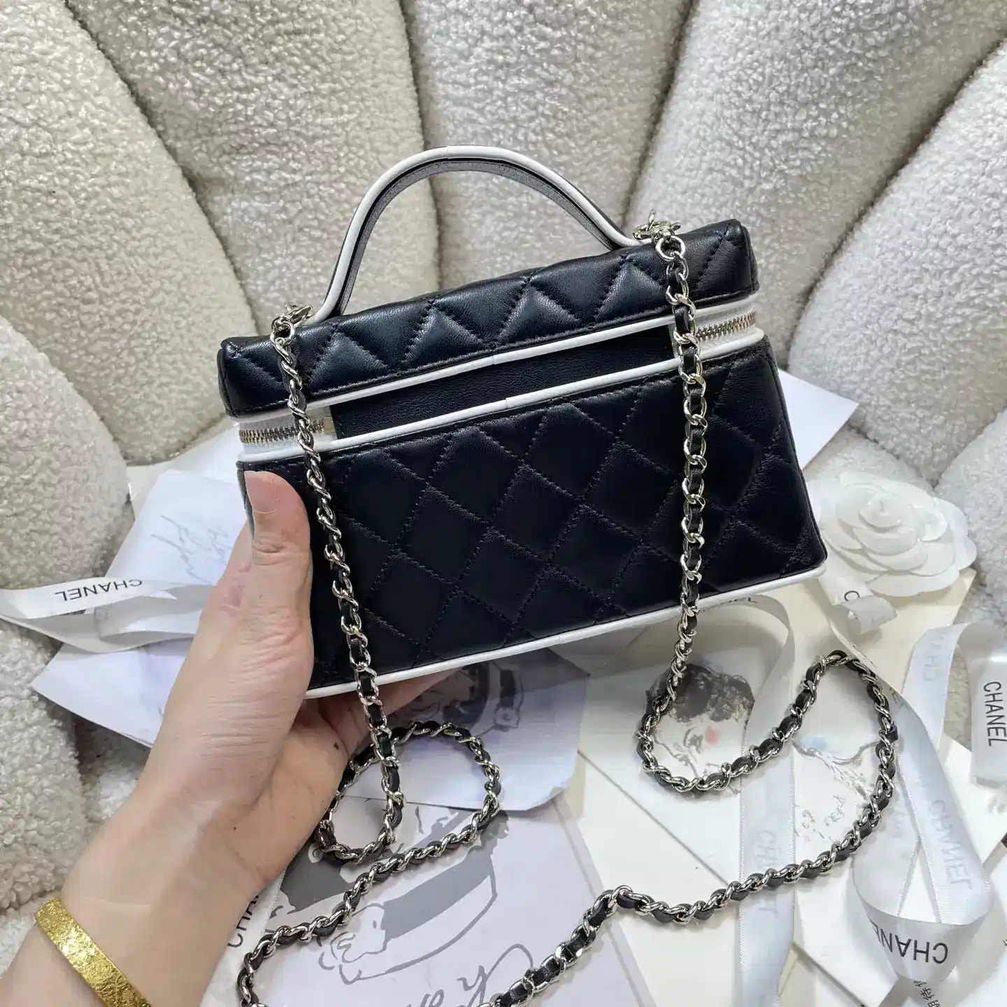 Chanel Gold Grained Leather Top Handle Bag product photo from LabelPicks
