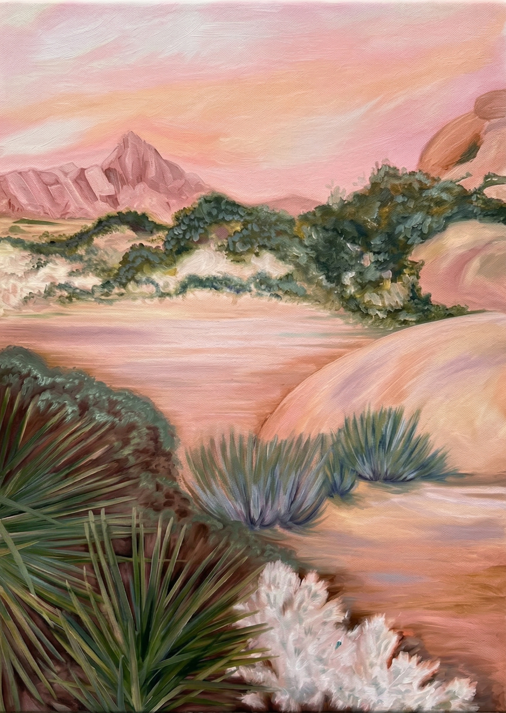 Pastel Desert Sunset Landscape Hand-Painted Oil Painting - casso - casso