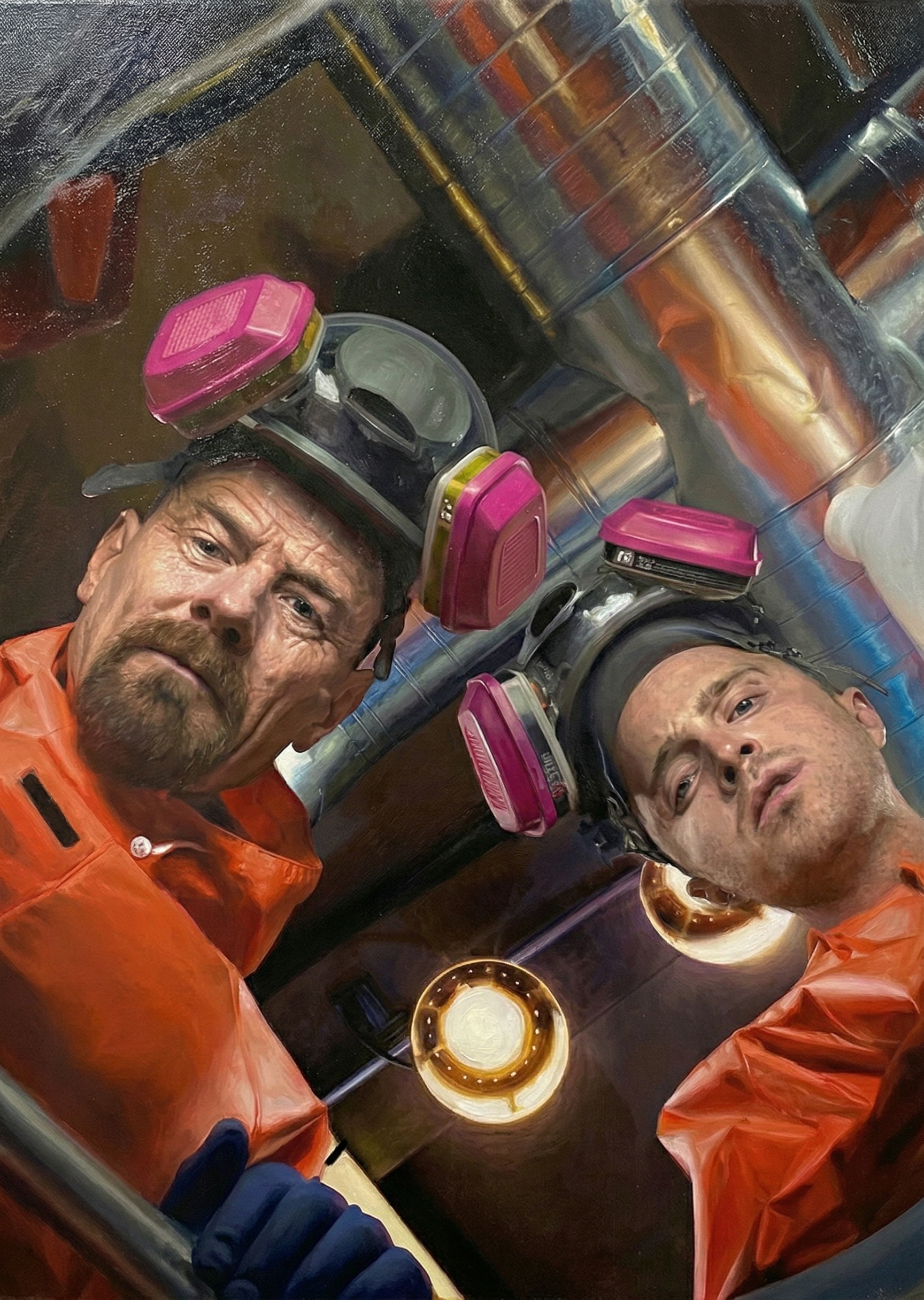 Breaking Bad Walter White and Jesse Pinkman hazmat suits looking down poster