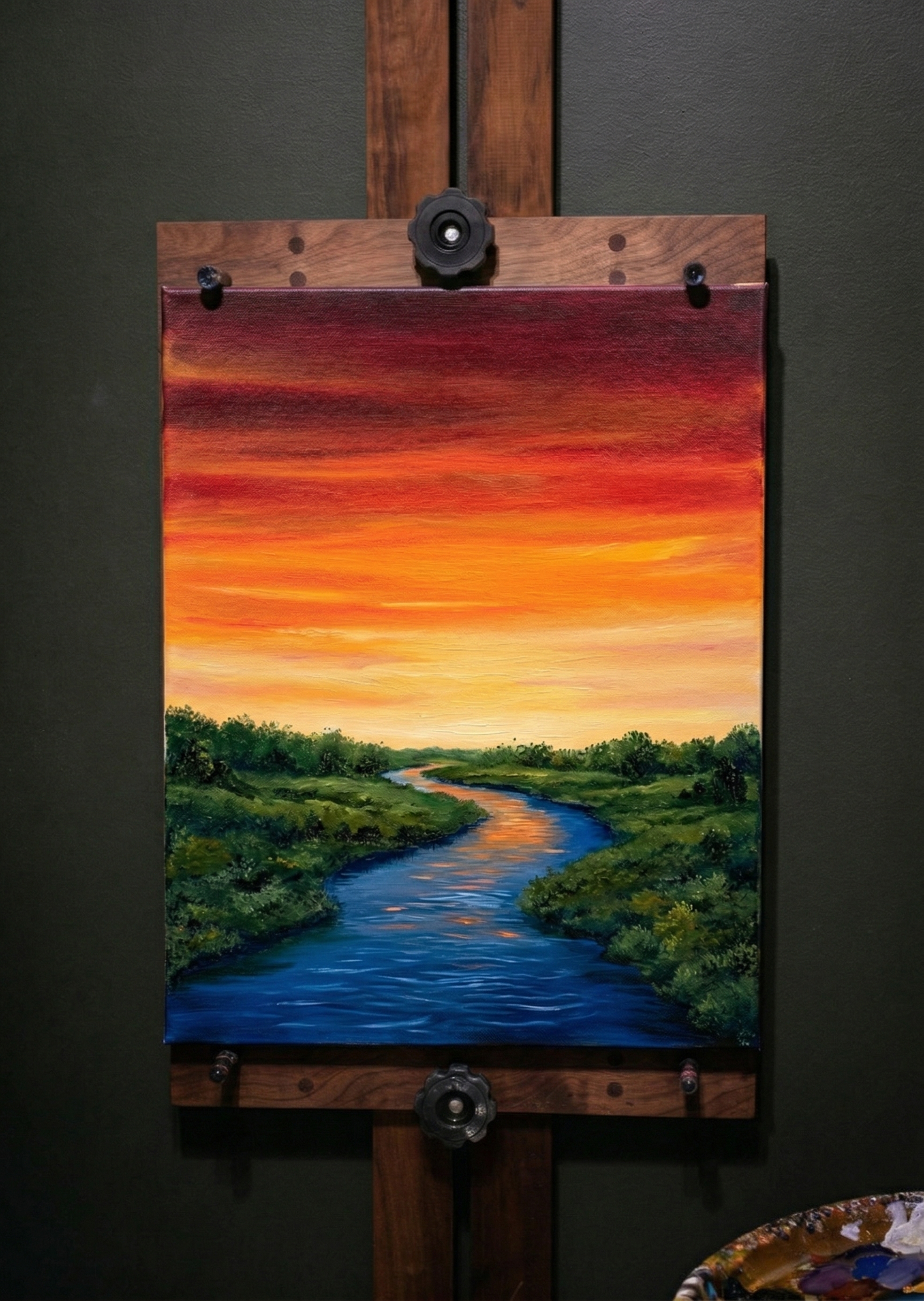 Healing-style handcrafted landscape oil painting 