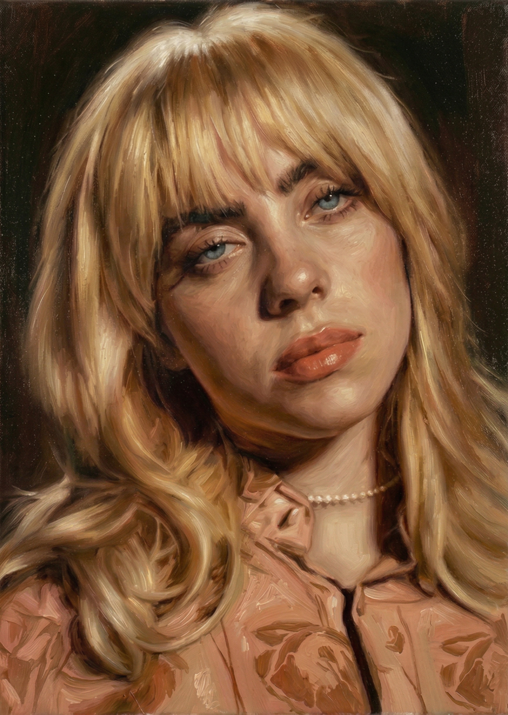 Blonde Billie Eilish vintage style portrait poster print
