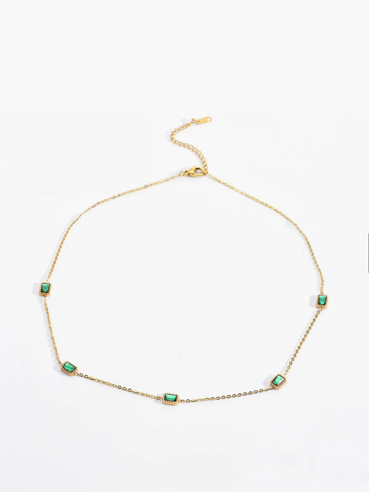 Square Green Zircon Necklace