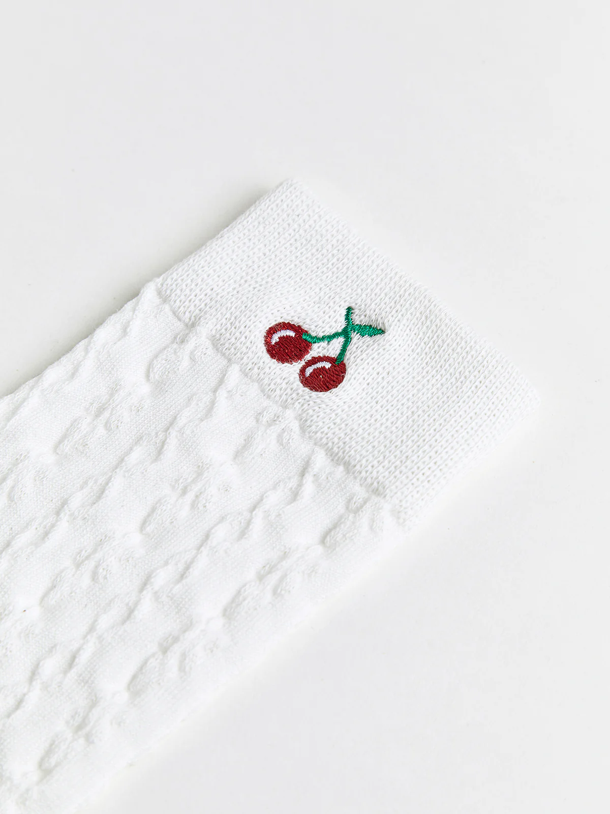 Cherry Embroidered Twist Warm Pile Socks