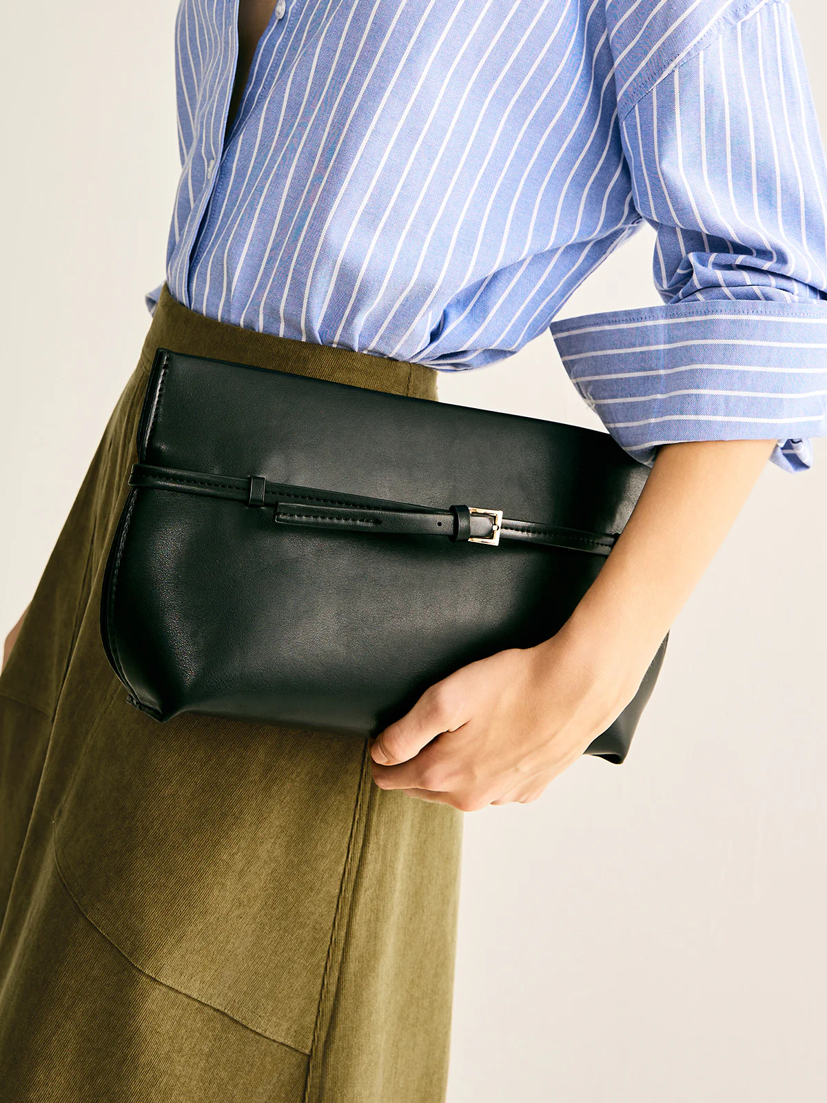 Belt-Decor Compartment Clutch Bag