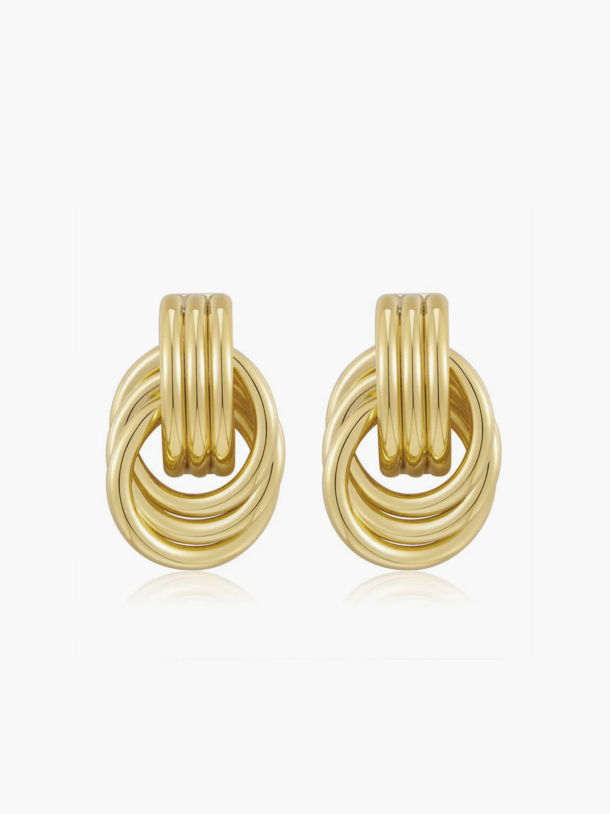 Gold Tone Multi Ring Drop Earrings
