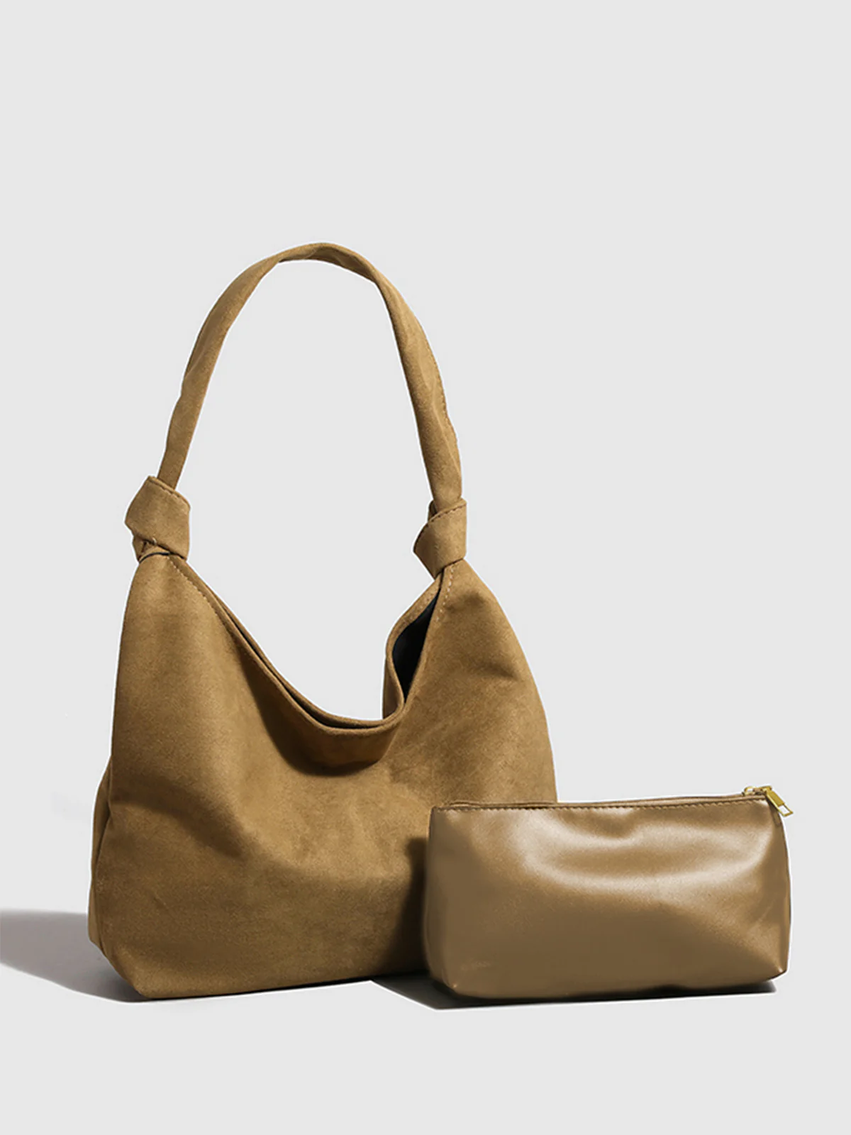 Knotted Suede Hobo Bag