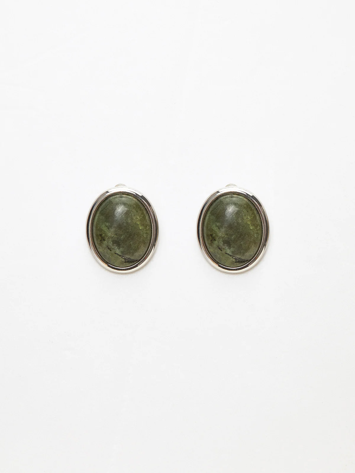 Moss Green Spectrolite Stud Earrings
