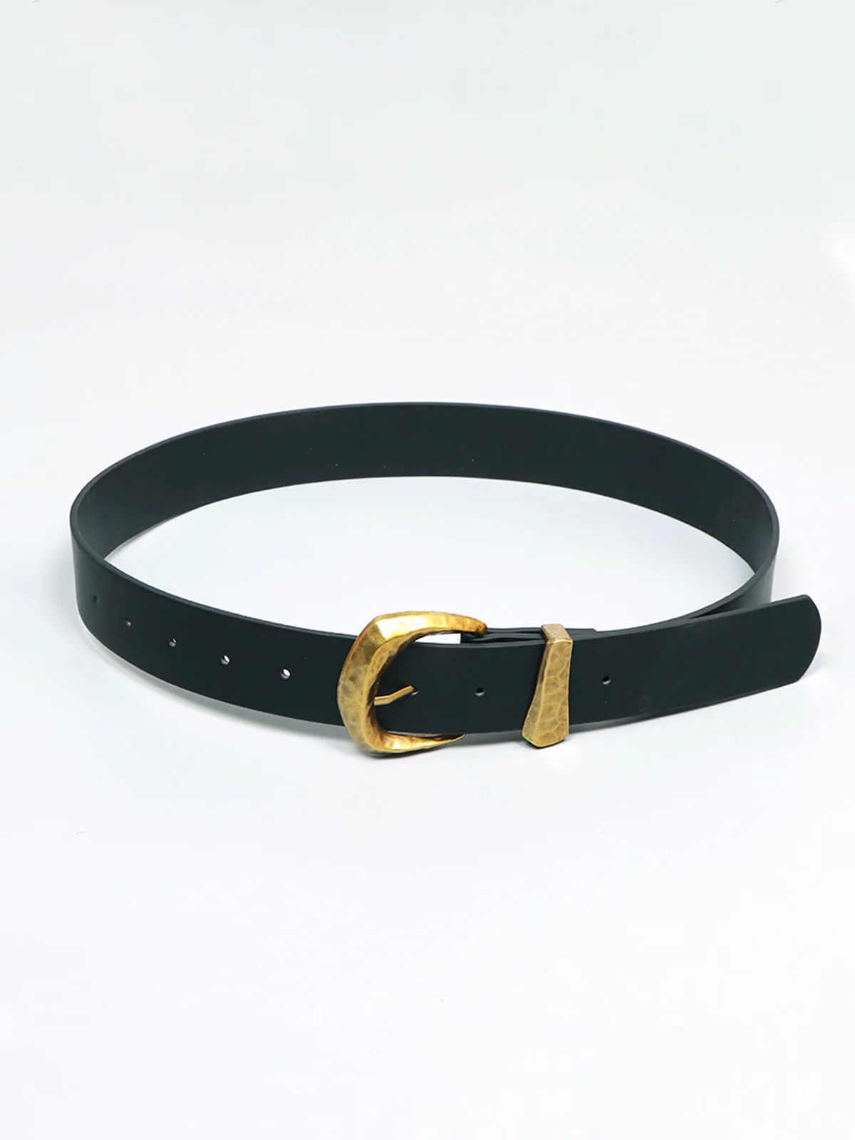Gold Buckle Faux Leather Belt