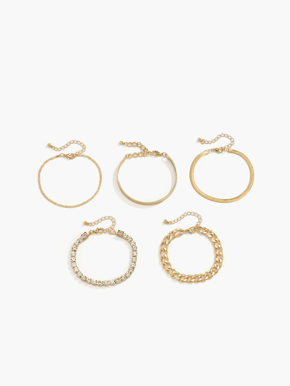 5pcs Rhinestone Snake Chain Bracelet