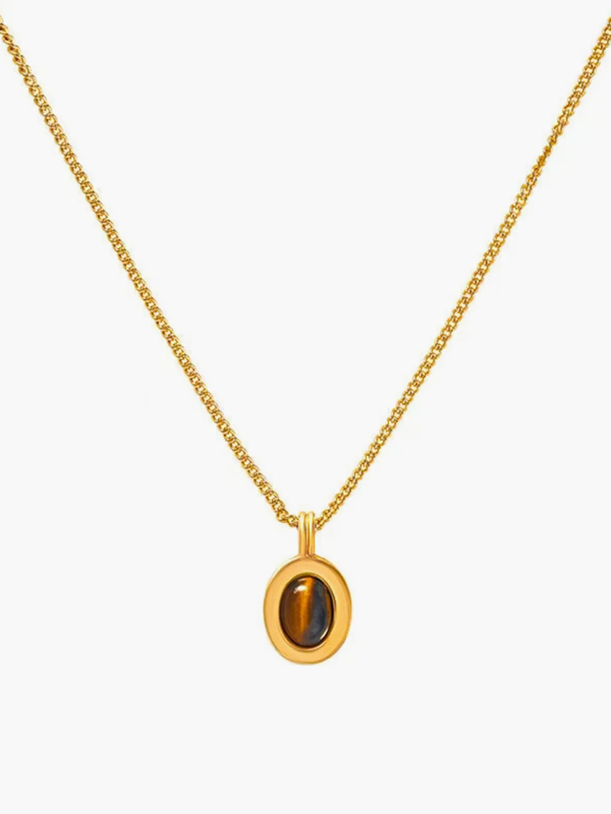 Minimalist Tiger Eye Pendant Necklace