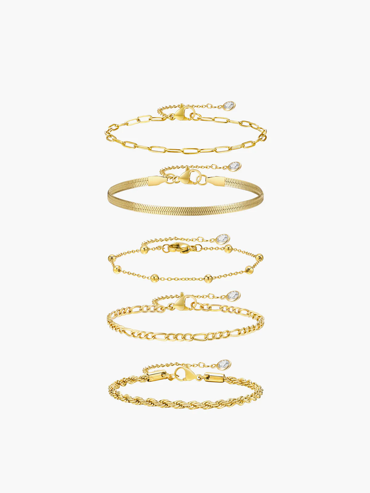 5pcs Geometric Golden Chain Bracelet