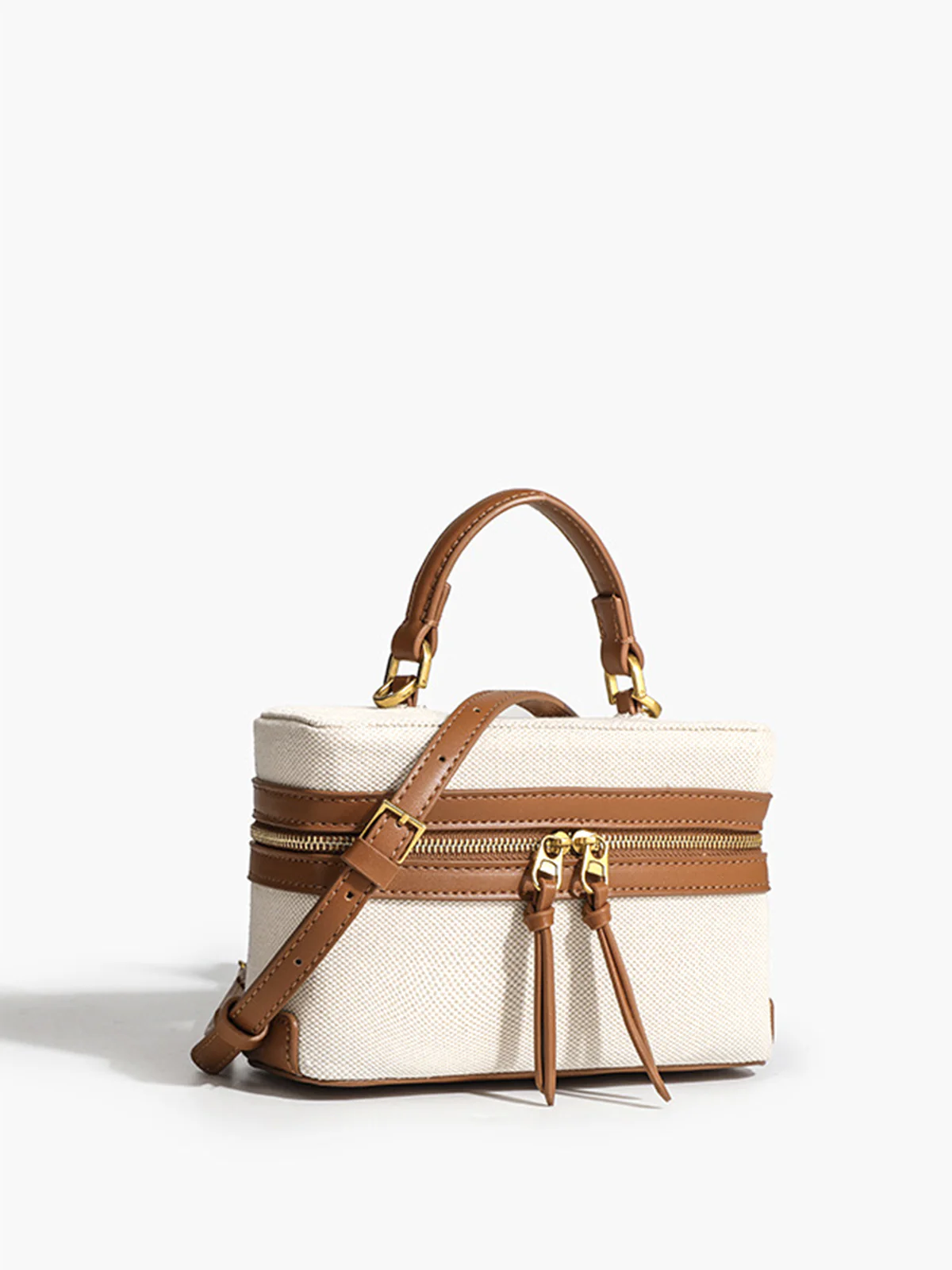 Dual-Tone Zippered Crossbody Bag