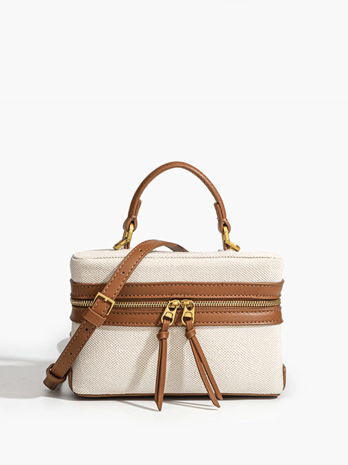 Dual-Tone Zippered Crossbody Bag