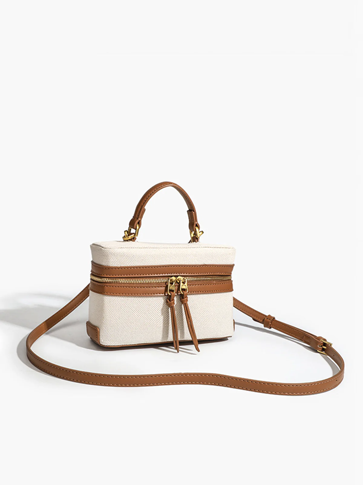 Dual-Tone Zippered Crossbody Bag