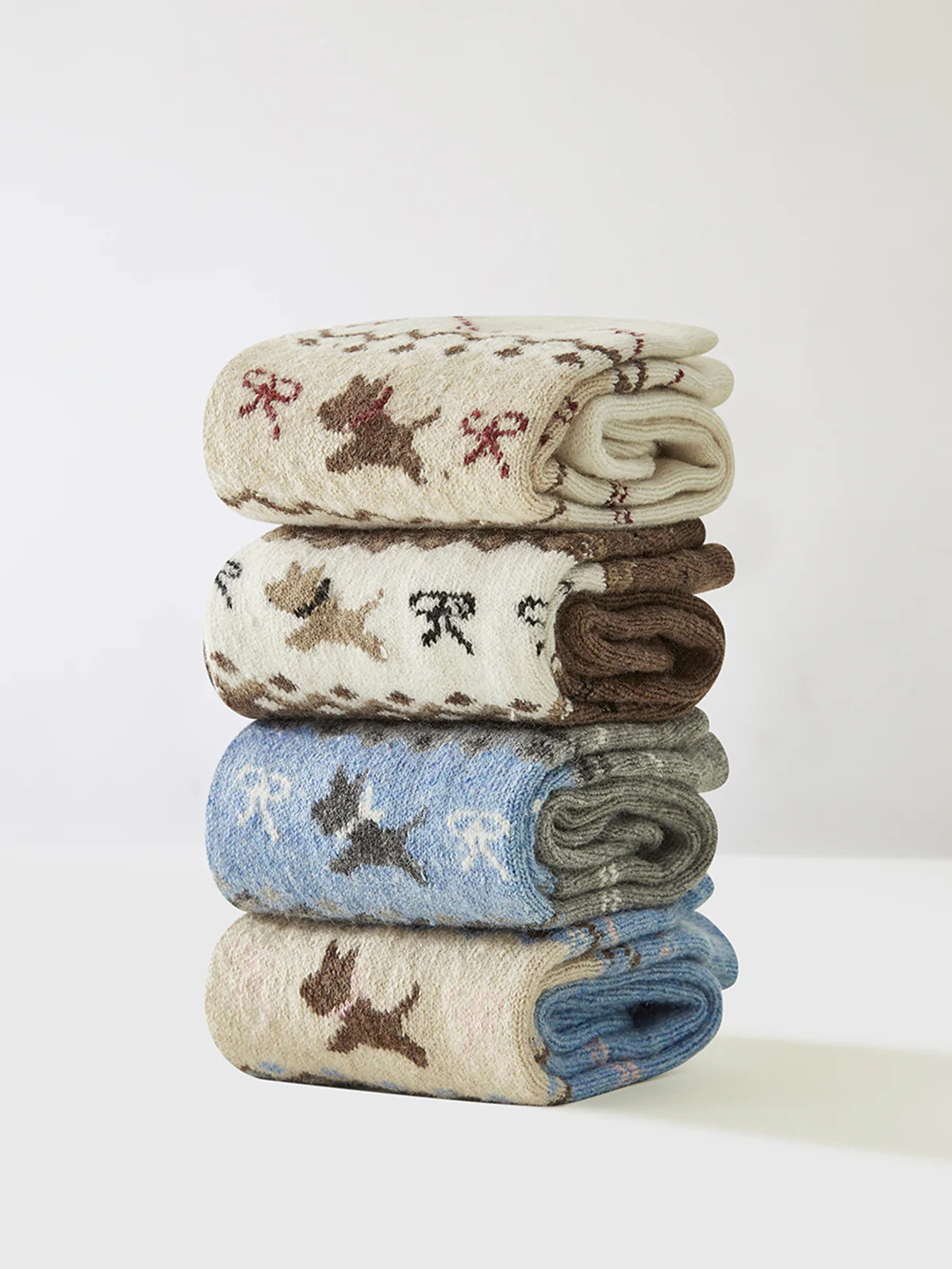 Wool-Blend Puppy-Pattern Socks