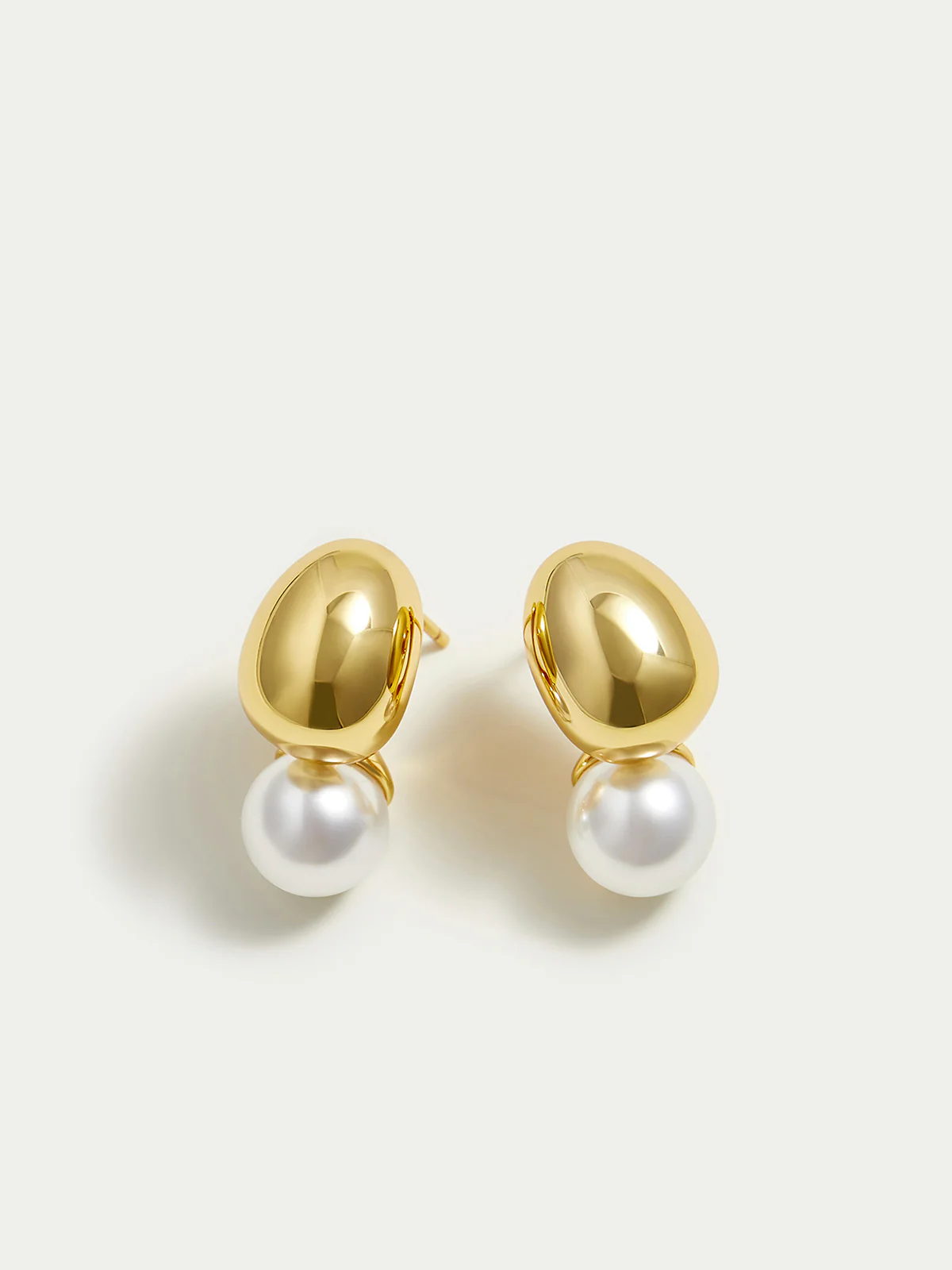 Detachable-Peal Golden Bean Stud Earrings